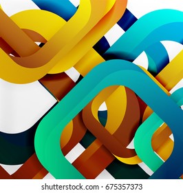 Square vector background, 3d style overlapping geometric shapes with shadows on light backdrop