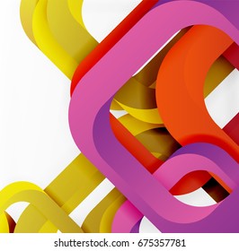 Square vector background, 3d style overlapping geometric shapes with shadows on light backdrop