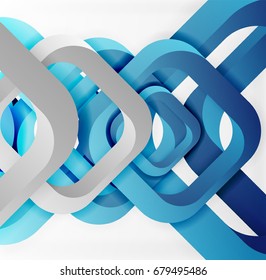 Square vector background, 3d style overlapping geometric shapes with shadows on light backdrop