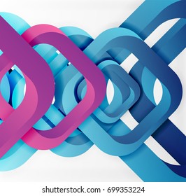 Square vector background, 3d style overlapping geometric shapes with shadows on light backdrop