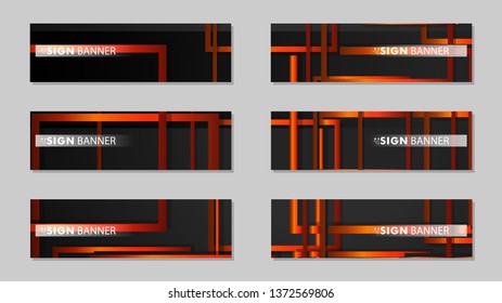 Square vector banner with a rectangular black orange gradient background
