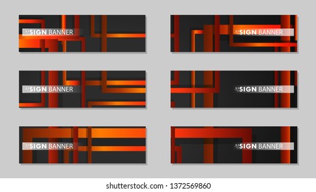 Square vector banner with a rectangular black orange gradient background