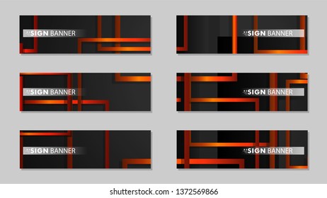 Square vector banner with a rectangular black orange gradient background