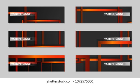 Square vector banner with a rectangular black orange gradient background