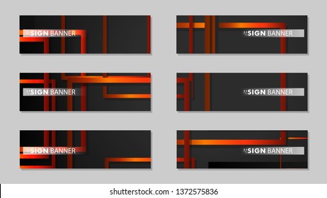 Square vector banner with a rectangular black orange gradient background