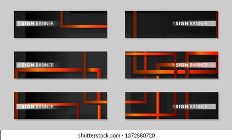 Square vector banner with a rectangular black orange gradient background