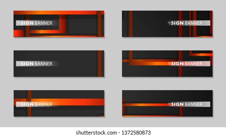 Square vector banner with a rectangular black orange gradient background