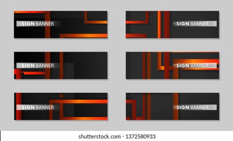 Square vector banner with a rectangular black orange gradient background