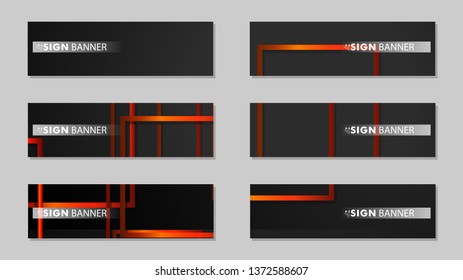 Square vector banner with a rectangular black orange gradient background