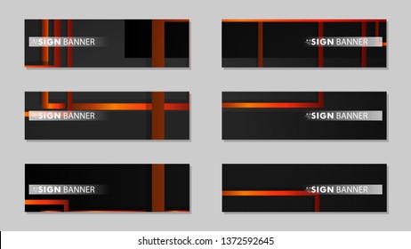 Square vector banner with a rectangular black orange gradient background