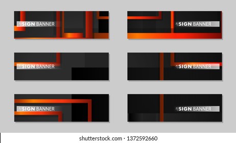 Square vector banner with a rectangular black orange gradient background