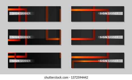 Square vector banner with a rectangular black orange gradient background
