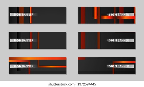 Square vector banner with a rectangular black orange gradient background