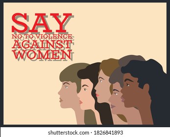 Square vector banner for "SAY NO TO violence against women" day.