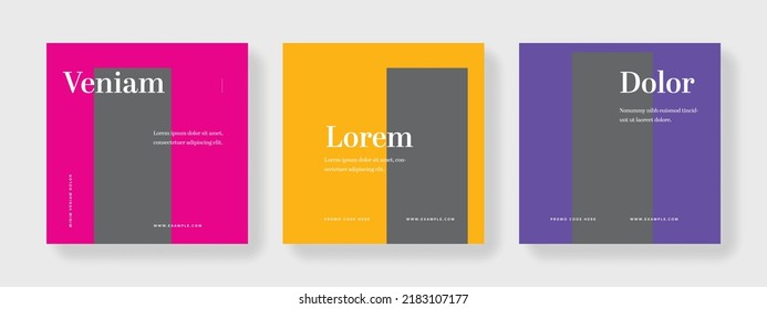 Square vector banners for social media networks, modern editable business templates, invitation card for promotion, digital marketing, online advertising, graphic with place for photo, company advert