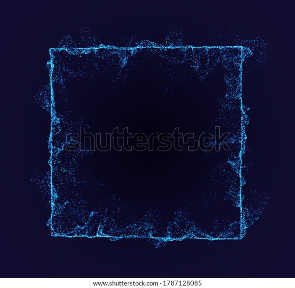 Square vector border. Neon particle\
flow. Smoked shape. Technology background\
concept.