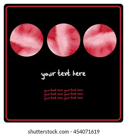 Square Vector card with abstract image of watercolor circles. Handmade. There is a place for your text. It can be used for packaging, invitations, greeting cards, etc.