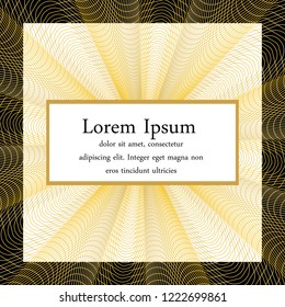 Square vector card design with abstract quilloche lines