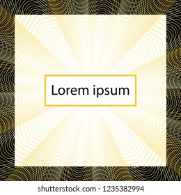 Square vector card design with abstract quilloche lines