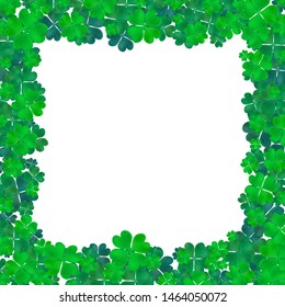 Square vector clover frame. St. Patricks day design 