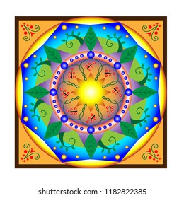 Square vector colour nature mandala  