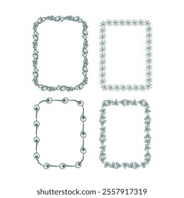 square vector design frame elements set modern minimalistic doodle