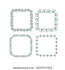 square vector design frame elements set modern minimalistic doodle