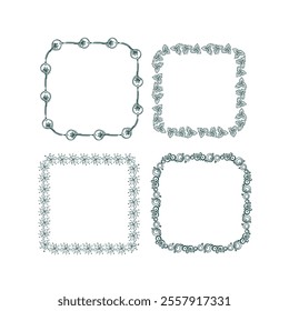 square vector design frame elements set modern minimalistic doodle