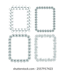 square vector design frame elements set modern minimalistic doodle