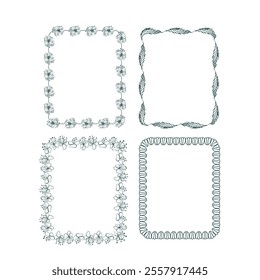 square vector design frame elements set modern minimalistic doodle