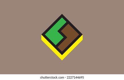 
square vector design with green and red inside