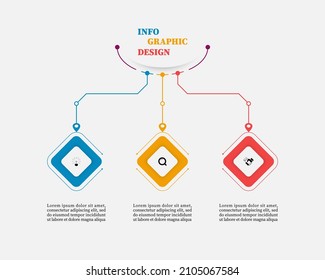 Square vector design template icon for 3 point banner, number graphics bubbles. Timeline Infographic square business with three steps. Concept planning used for web banner, diagram, layout, workflows.