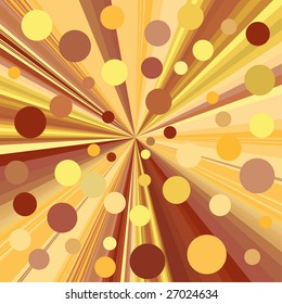 Square vector element of rays and circles in brown and yellow colours