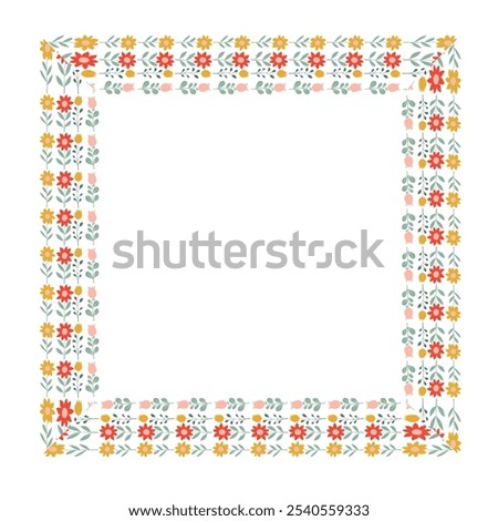 Square vector floral frame or border. 