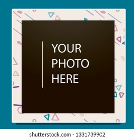 square vector frame with abstract pattern, pastel colors.