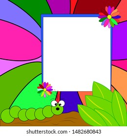 square vector frame with a gooseneck. Children's illustration. Perfect for greetings, invitations or announcements.