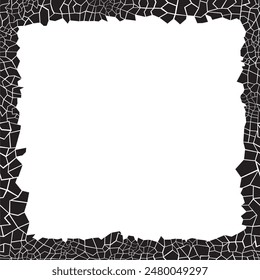 marco de Vector cuadrado con patrón de mosaico de piedras. borde decorativo. fondo blanco y negro simple. adorno clásico. Espacio vacío.