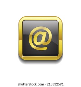 AT Square Vector Golden Black Web Icon Button