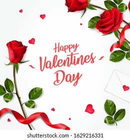 Square vector greeting cards with realistic roses to Valentine's day, can be used as invitation card for wedding, birthday and other holiday, easy to make other patterns and sets
