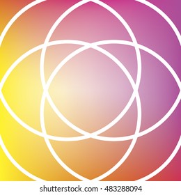 Square vector icon with magenta red orange and yellow gradient background and white circle lines.