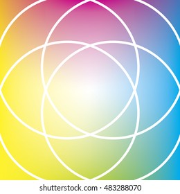 Square vector icon with yellow magenta cyan blue and green gradient background and white lines