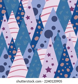 Square vector illustration 2500*2500 template postcard stylized fir trees triangles pastel colors blue biege teal