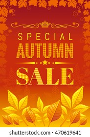 Square vector illustration of abstract autumn background in modern elegant style. 