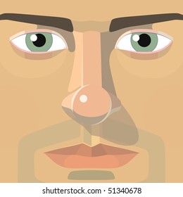 Square vector illustration of adult man's face