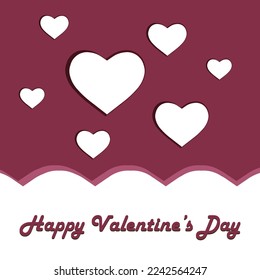 Ilustración vectorial cuadrada. Día de San Valentín. Postal, invitación de partido, plantilla de medios sociales. Estilo vintage, imitación de corte de papel