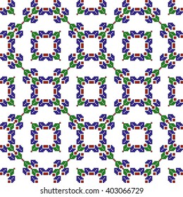 Square vector illustration. seamless mosaic pattern, made in the form of multi-colored pixels. various squares. for the textile industry, interior design, wallpaper