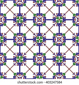 Square vector illustration. seamless mosaic pattern, made in the form of multi-colored pixels. various squares. for the textile industry, interior design, wallpaper