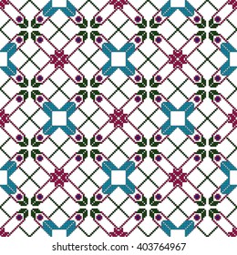 Square vector illustration. seamless mosaic pattern, made in the form of multi-colored pixels. various squares. for the textile industry, interior design, wallpaper