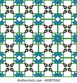 Square vector illustration. seamless mosaic pattern, made in the form of multi-colored pixels. various squares. for the textile industry, interior design, wallpaper