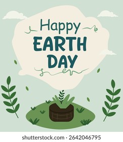 square vector illustrations celebrating Happy Earth Day. Features globes, trees, planting and nature scenes. Ideal for cards and social media promoting environmental awareness.